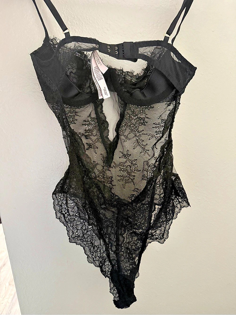 Victoria's Secret Dream Angels Wicked Unlined Lace Teddy Lace Teddy Black XS